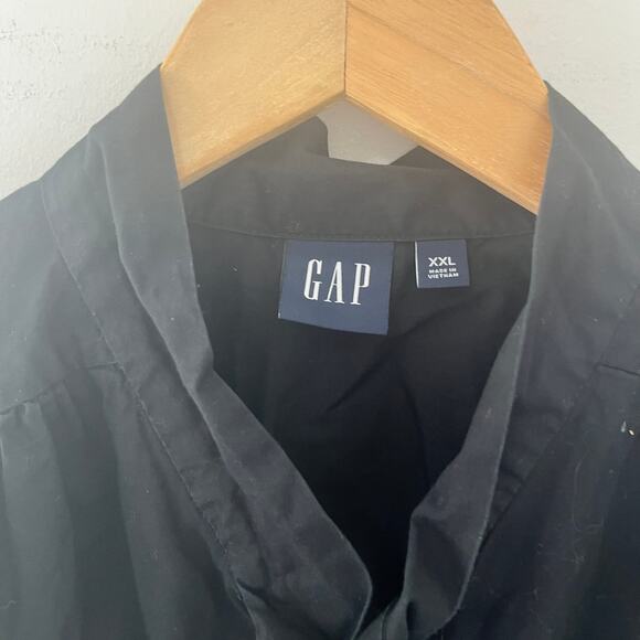 Gap Black Button Up Tie Neck Long Sleeve Blouse Size XXL - Picture 3 of 6